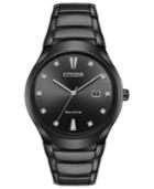 Citizen Eco-drive Men's Diamond-accent Black Stainless Steel Bracelet Watch 40mm