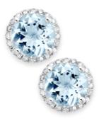 Aquamarine (2 Ct. T.w.) And Diamond (1/5 Ct. T.w.) Stud Earrings In 14k White Gold