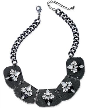 Abs By Allen Schwartz Hematite-tone Black Sparkle Curb Chain Statement Necklace