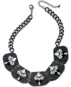Abs By Allen Schwartz Hematite-tone Black Sparkle Curb Chain Statement Necklace