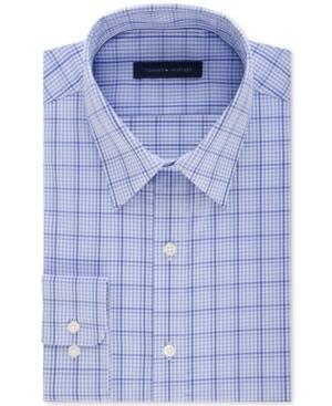 Tommy Hilfiger Nadal Collection Men's Fitted Flex Collar Watermill Tattersall Performance Dress Shirt
