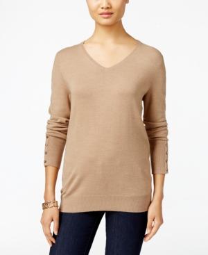 Jm Collection V-neck Button-cuff Sweater, Only At Macy's