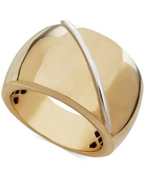Two-tone Polished Stripe Ring In 14k Gold & White Gold