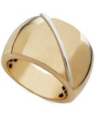Two-tone Polished Stripe Ring In 14k Gold & White Gold