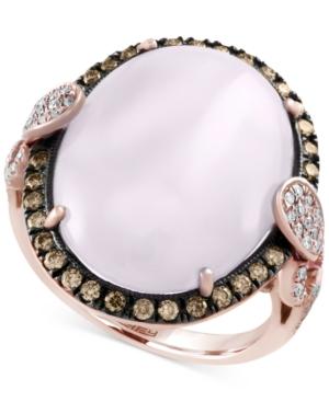 Serenity By Effy Rose Quartz (9-3/4 Ct. T.w.) And Diamond (1/2 Ct. T.w.) Statement Ring In 14k Rose Gold