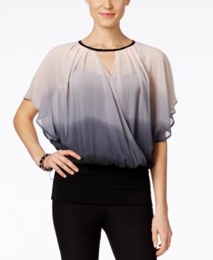 Joseph A Short-sleeve Ombre Keyhole Blouse