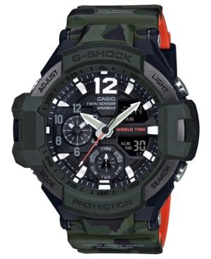 G-shock Men's Analog-digital Master Of G Green Resin Strap Watch 52mm