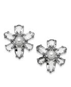 Kate Spade New York Silver-tone Crystal & Imitation Pearl Flower Stud Earrings