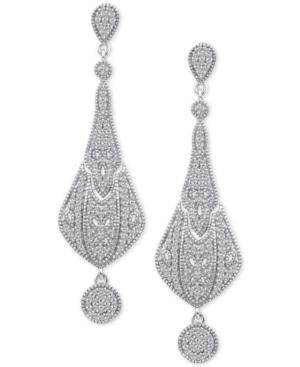 Diamond Fancy Drop Earrings (3/8 Ct. T.w.) In Sterling Silver
