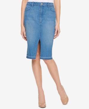 Tommy Hilfiger Released-hem Retro Blue Wash Denim Skirt, Only At Macy's