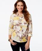 Karen Scott Button-front Floral-print Blouse, Only At Macy's