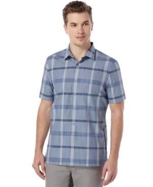 Perry Ellis Men's Slim-fit Oversized-plaid Short-sleeve Shirt