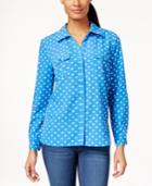 Ny Collection Petite Polka Dot Utility Shirt