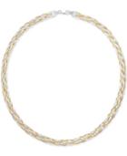 Giani Bernini Tri-tone Braided Collar Necklace In Sterling Silver With Gold-plated And Rose Gold-plated Sterling Silver, Only At Macy's