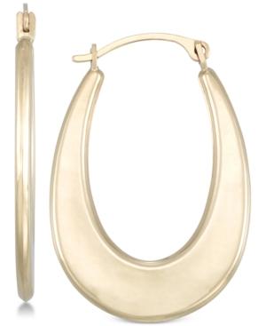 Polished Graduated Oval Hoop Earrings In 10k Gold