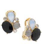 Anne Klein Gold-tone Stone And Cluster Clip-on Earrings