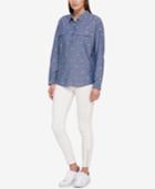 Tommy Hilfiger Cotton Star-embroidered Chambray Shirt, Created For Macy's