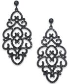 Inc International Concepts Black-tone Jet Pave Drop Earrings, Created For Macy's