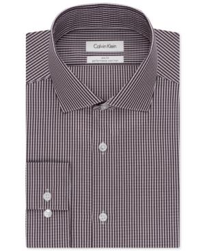 Calvin Klein Steel Slim-fit Non-iron Performance Claret Check Dress Shirt