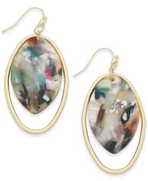 Inc International Concept Gold-tone Multicolor Acetate Stone Oval Drop Earrings, Created For Macy's