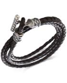 Degs & Sal Men's Leather Toggle Double Wrap Bracelet In Sterling Silver