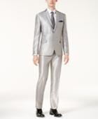 Nick Graham Men's Slim-fit Solid Silver Suit