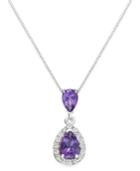 Amethyst (1 Ct. T.w.) And Diamond (1/6 Ct. T.w.) Pendant Necklace In 14k White Gold
