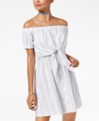 Ultra Flirt Juniors' Cotton Off-the-shoulder Fit & Flare Dress