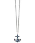 Final Call By Effy Multi-sapphire Anchor Pendant Necklace (1-3/8 Ct. T.w.) In Sterling Silver