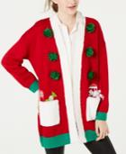 Hooked Up By Iot Juniors' Embellished Holiday Cardigan