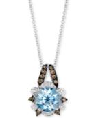 Le Vian Sea Blue Aquamarine (1-1/5 Ct. T.w.) & Diamond (1/5 Ct. T.w.) 18 Pendant Necklace In 14k White Gold