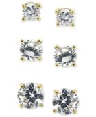B. Brilliant 18k Gold Over Sterling Silver Earring Set, Cubic Zirconia Round Trio Stud Set (1-3/4 Ct. T.w.)