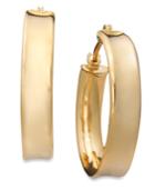 10k Gold Earrings, Smooth Hoop