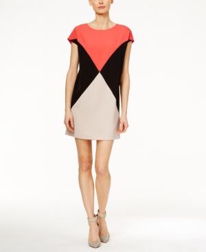 Calvin Klein Colorblocked Cap-sleeve Shift Dress