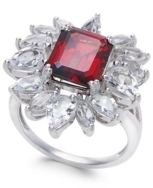 Rhodolite Garnet (3-1/2 Ct. T.w.) & White Topaz (3-5/8 Ct. T.w.) Ring In Sterling Silver