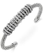 Abs By Allen Schwartz Silver-tone Crystal Beaded Cuff Bracelet
