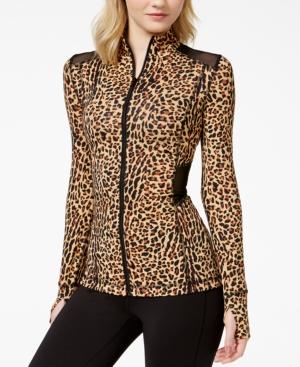 Material Girl Active Juniors' Leopard-print Illusion Zipper-front Jacket, Only At Macy's