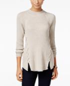 Style & Co. Mock-neck Lace-up Sweater, Only At Macy's