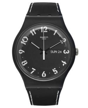 Swatch Unisex Swiss Scoprimi Black Silicone Strap Watch 41mm Suob711