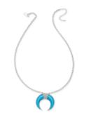 Thalia Sodi Silver-tone Pave Blue Horn Pendant Necklace, Created For Macy's