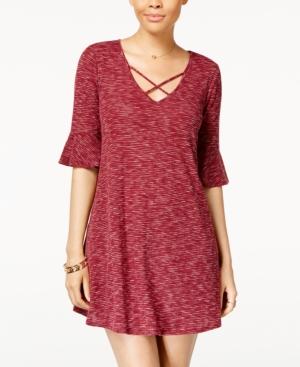 Heart And Soul Juniors' Bell-sleeve Crisscross-neck Dress