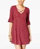 Heart And Soul Juniors' Bell-sleeve Crisscross-neck Dress