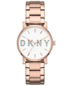 Dkny Women's Soho Rose Gold-tone Stainless Steel Bracelet Watch 34mm, Created For Macy's