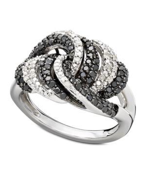 Wrapped In Love Diamond Ring, Sterling Silver Black And White Diamond Knot Ring (3/4 Ct. T.w.)