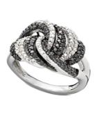 Wrapped In Love Diamond Ring, Sterling Silver Black And White Diamond Knot Ring (3/4 Ct. T.w.)