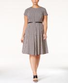 Jessica Howard Plus Size Printed Belted Fit & Flare Dress