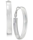 Large Polished Oval Hoop Earrings In Sterling Silver