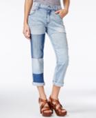 Jessica Simpson Monroe Medium Blue Wash Patched Boyfriend Jeans