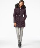Dkny Faux-fur-trim Belted Quilted Down Parka