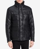 Calvin Klein Jeans Men's Faux-leather Road Jacket With Faux-fur Collar